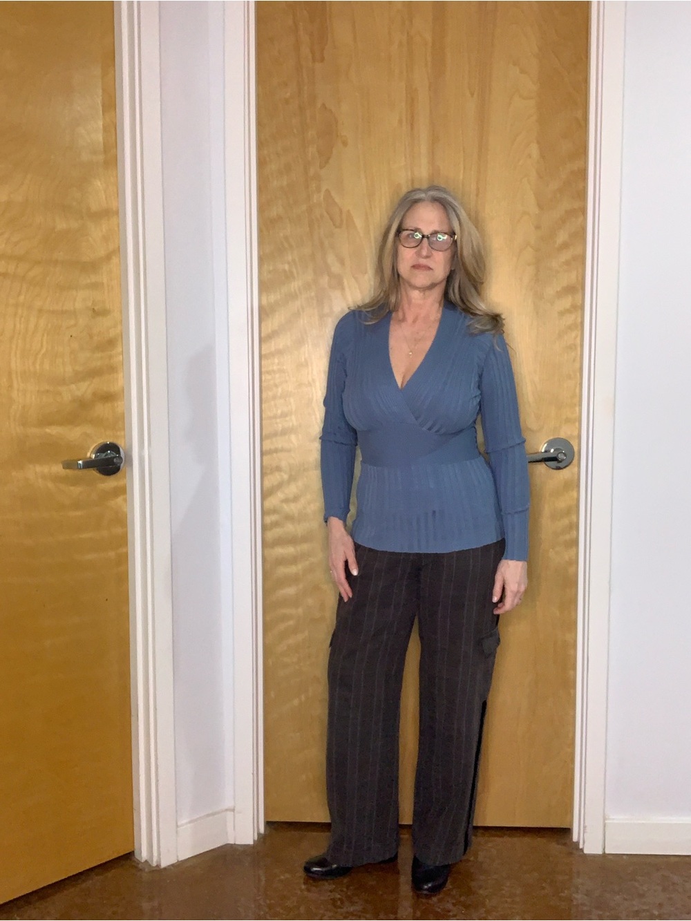 CAbi Tuxedo Strip Trousers & CAbi Silk Sweater Set